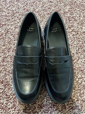 a new day Black Leather Penny Loafers